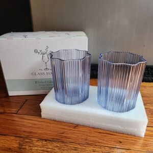 Limited Edition Glass Hause Ribbed Floral Glssses - Set Of 2